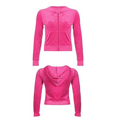 Women's 2 Piece Velour Tracksuit Set Heart Print Long Sleeve Zipper Hoodie  Cropped Jacket and Sweatpants Y2K Sweatsuit Set (B-Pink, Small) - Yahoo  Shopping