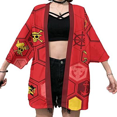 Anime ONE PIECE Monkey D. Luffy Kimono Cosplay Costume Outfit Men Kimono  Hallowe