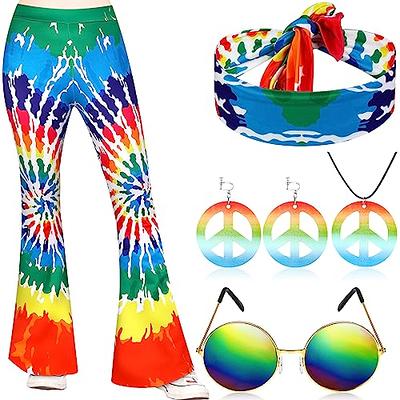 Funtery 6 Pcs Kids 60s 70s Hippie Outfit Hippie Costume Set for