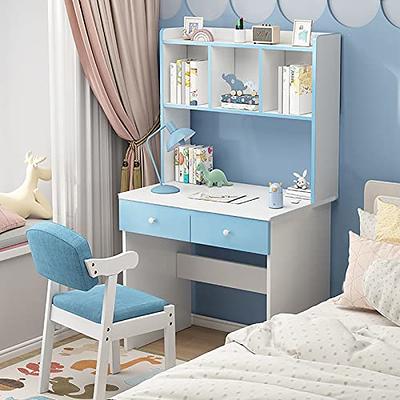 BALANBO Kids Table Kids Desk and Chair Set with Drawer and Bookshelf Wooden  Children's Media Desk Student's Study Computer Workstation and Writing