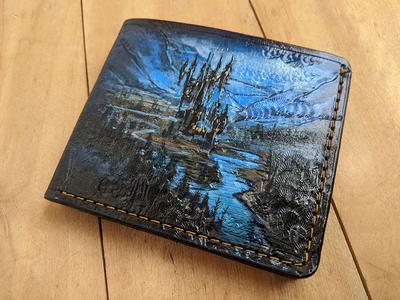 Custom Order~Carved and Painted Leather BiFold Mens Wallet