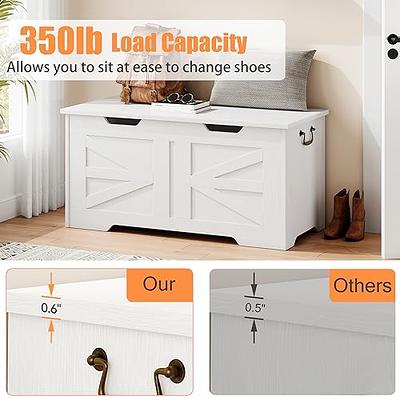 GAOMON Storage Bench,39.37 Large Storage Chest, White Entryway Bench with  Storage, Wooden Storage Trunk with Safety Hinge, Supports 350 lb, Flip  Top,U-Shape Cutout, for Living Room, Bedroom, Playroom - Yahoo Shopping