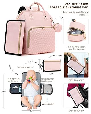 Baby Diaper Bag Backpack with Changing Pad, Pacifier Case - Pink Diaper  Bags for Girl Boy Newborn Unisex Infant Toddler - Baby Travel Bag for Mom  Dad