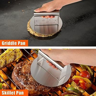 Smashed Burger Press, Burger Smasher for Griddle,430 Stainless Steel  Hamburger Press Household Steak Patty Press, Manual Circular , Manual Meat  Press