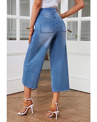 GRAPENT Capris for Women Cropped Jeans Denim Pants for Women Wide Leg Pants  for Women Jeans