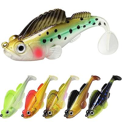  Pre-Rigged Jig Head Soft Fishing Lures, Paddle Tail