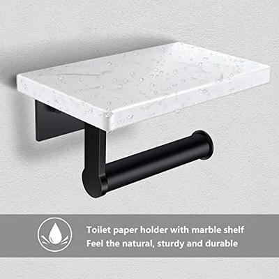 Marble Toilet Paper Holder with Shelf, 304 Stainless Steel Toilet