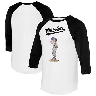 Women's Tiny Turnip White/Black Miami Marlins Stacked 3/4-Sleeve Raglan T-Shirt