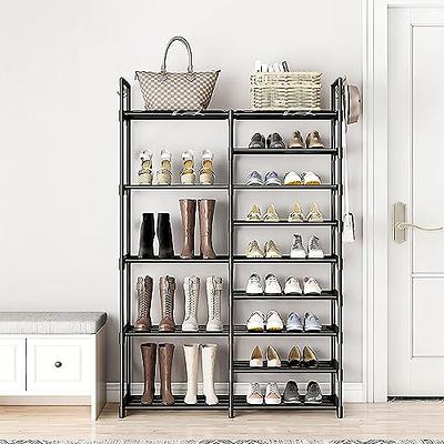 6 Tier Narrow Shoe Rack, Small Vertical Shoe Stand, Space Saving DIY Free  Standing Shoes Storage Organizer for Entryway, Closet, Hallway, Easy