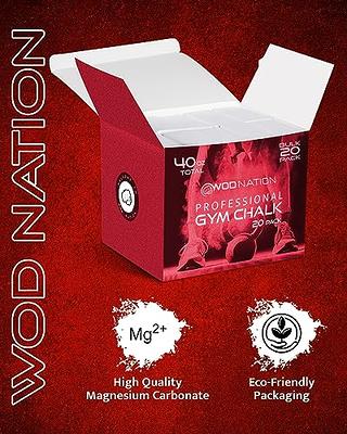 WOD Nation Gym Chalk Blocks - 20 Pack Premium Sport Hand Chalk - Easy Grip,  Moisture Absorbing, Athletic Block Gym Chalk (2oz Each) for Gymnastics,  Rock Climbing, Power Lifting, & More! 