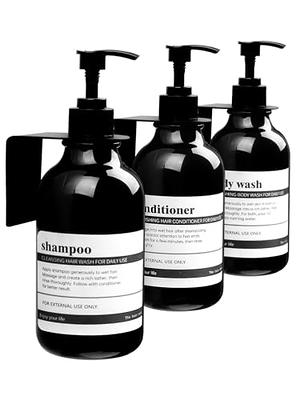 Bottiful Home-16 oz Grey Shampoo, Conditioner, Wash Shower Soap Dispensers-3 Refillable Empty Pet Plastic Pump Bottle Shower Containers-Printed