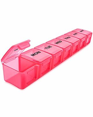 AUVON Weekly Pill Organizer Arthritis Friendly, BPA Free Travel 7 Day Pill  Box Case with Spring Open Design and Large Compartment to Hold Vitamins