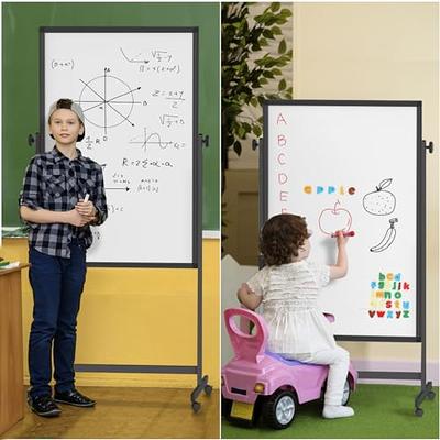 Dry Erase Board with Stand - 40x28 Double Sided Mobile Standing Whiteboard, Rolling White Board on Wheels for Home Classroom Office, Portable
