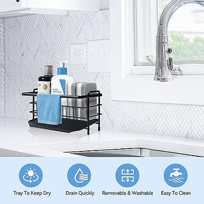 Kitchen Countertop Dish Soap Holder, Sponge Holder with Drain Pan - Kitchen  Sink Organizer - Sink Caddy Holder - Sink Tray - Soap Holder - SUS304