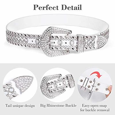 Jasgood Rhinestone Belt for Women and Men Ladies Weatern Cowgirl Cowboy Bling Belt for Jeans Pants Dress