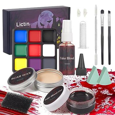 Special Effects Makeup Kit For Halloween, Including 6 Colors Of Bruised  Body Paint, Scar Wax, Wax Extending Oil, Liquid Latex, Fake Blood, Spatula,  Scratch Sponge, And Brush.