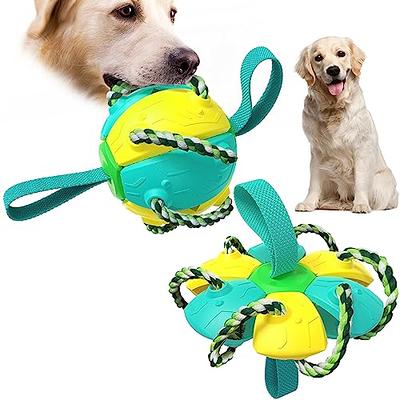 Addcean Dog Toy Balls with Chewing Ropes, Pet Flying Saucer Ball Dog Toy  Interactive Dog Toys for Tug of War, Best Gifts for Small & Medium Dogs【Not  for Aggressive Chewers】 (Blue) 