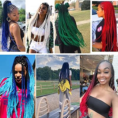 Pre-Stretched Braiding Hair Extensions Ombre Black to Green - 26 inch 8  Packs Synthetic Crochet Braids, Hot Water Setting Professional Soft Yaki