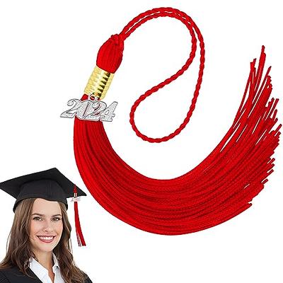  2 PCS 2024 Tassel Graduation Academic Graduation Cap Tassel  2024 Tassel for Graduation Cap Hat Decoration Tassel with The 2024 Year  Silver Charm Graduation Party Gift Ceremonies Accessories, (White)