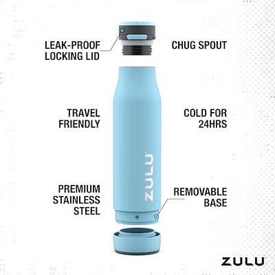 ZULU Ace Vacuum Insulated Stainless Steel Water Bottle with Leak-Proof  Locking Lid and Removable Base, 24oz Bottle - Yahoo Shopping