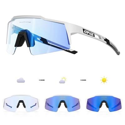 Kapvoe Red Photochromic Cycling Sunglasses for Men Blue