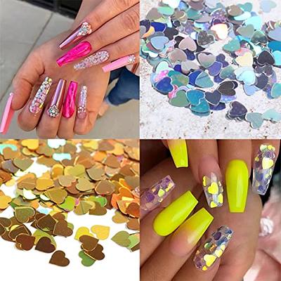  12 Grids Holographic Nail Glitter Flakes Nail Sticker Pink Gold  Butterfly Blossom Heart Flower Glitter Nail Art Supplies Confetti Glitter  for Nails Designs Supply Nail Sparkle for Nail Art Decoration 