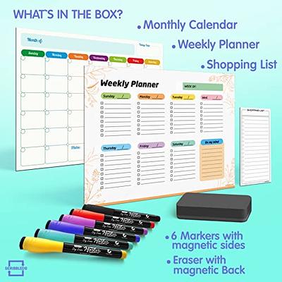   Basics Magnetic Dry Erase Whiteboard Calendar, 12 x  17, Includes 4 Markers And Eraser : Office Products