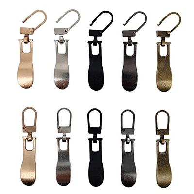  Metal Zipper Pulls Replacement, Universal Zipper Pull Repair  for Suitcase Luggage Jacket Backpacks Boot (2 Silver + 2 Black)