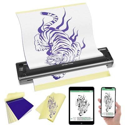 Atelics Cordless Tattoo Transfer Stencil Printer with 10Pcs Transfer Paper  Portable Tattoo Transfer Thermal Copier Machine for Temporary and Permanent  Compatible for iOS Phone Black