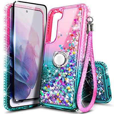 Galaxy S21 Ultra Case,Samsung S21 Ultra 5g Case Liquid Glitter Waterfall  Shock Proof Phone Case Cute Girls Women for Samsung Galaxy S21 Ultra Case -  Pink 