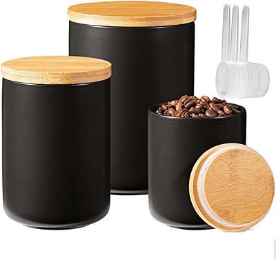 Black Canisters Sets for Kitchen-Set of 3 Kitchen Canisters for