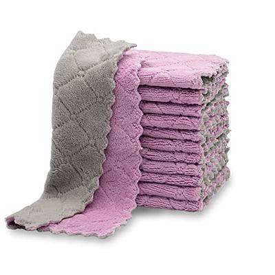 kimteny 12 Pack Kitchen Cloth Dish Towels, Premium Dishcloths, Super  Absorbent Coral Velvet Dishtowels, Nonstick Oil Washable Fast Drying  (Pink-Grey)