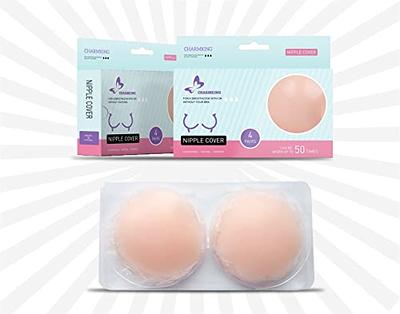 Nipple Covers for Women, Reusable Adhesive Invisible Pasties Silicone Cover  (pink,4 Pairs)