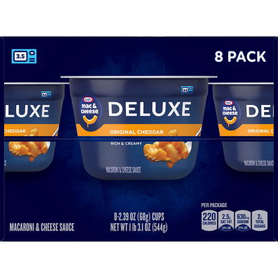 Kraft Deluxe White Cheddar Macaroni & Cheese Easy Microwavable Dinner, 4 ct  Pack, 2.39 oz Cups