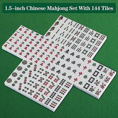 YINIUREN Chinese Mahjong Set Large 1.6-inch Mahjong Tiles 144 Melamine  Mahjong Tiles Set
