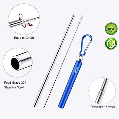 4Pcs Reusable Metal Straws Telescopic Stainless Steel Straw Flat