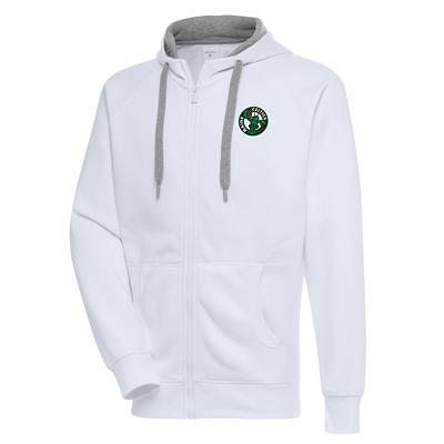 Men's Antigua Heathered Gray Boston Celtics Logo Victory Pullover Hoodie