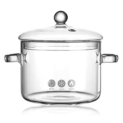 Glass Saucepan with Cover, 64 oz Stovetop Cooking Pot with Lid and