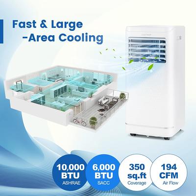 COSTWAY 10000 BTU Portable Air Conditioner, 3-in-1 AC Unit with  Dehumidifier & Smart Sleep Mode, 24H Timer & Remote Control, Cools Rooms up  to 350