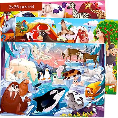 QUOKKA 100 Piece Puzzles for Kids Ages 4-6 – 3 Pack Floor Puzzles for Kids  8-10 Year Old – Learning Games World Map & Space 5-7 – United States