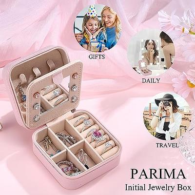 Parima Christmas Gifts List Ideas - Personalized Initial Travel Jewelry Case, 4 5 6 7 8 9 10 11 12 Year Old Girl Birthday Gifts Christmas Gifts for