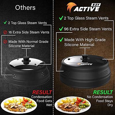 Tall Glass Microwave Splatter Cover for Food - Cookware & Bakeware Plate  Splatter Guard Lid with Easy Grip Silicone Handle Knob - 100% Food Grade 