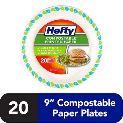 Hefty ECOSAVE Compostable Paper Plates, 8-3/4 Inch, 22 Count 