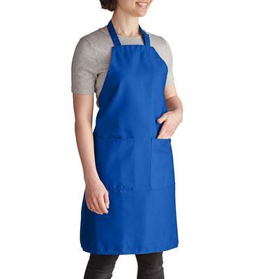 Choice Royal Blue Poly-Cotton Adjustable Bib Apron with 2 Pockets and  Natural Webbing Accents - 32 x 30