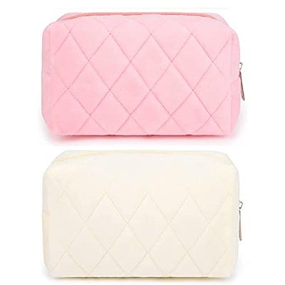 SOIDRAM 6 Pcs Checkered Makeup Bag Preppy Cosmetic Bag Bulk Pink