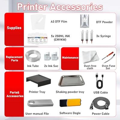 DSV DTF Printer A3 L1800 Transfer Printer Machine Built-in White Ink  Circulation System for DIY Print Dark and Light Fabrics (DTF Printer +Oven)