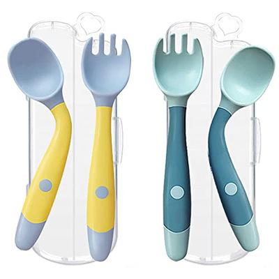 HIWOOD Baby Self Feeding Training Spoon and Fork Set with Travel Case,  BPA-Free Cute Circle Toddler Training Utensils, Silicone/ABS Great  Tableware Set Spoons Fork for Kids(Light Blue) - Yahoo Shopping