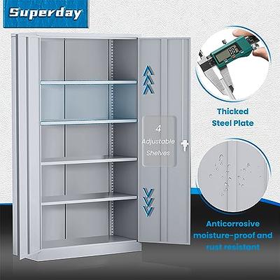 INTERGREAT Metal Storage Cabinet, 71 Locking Steel Cabinets with 2 Door  and 4 Adjustable Shelves, Tall Metal Cabinet for Home Office, Garage,  Warehouse (Cement Grey) - Yahoo Shopping