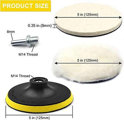 5 Inch Buffing Wool Pads 8PCS Kits, Felt Polishing Pad Buffing Wheel for  Drill Woolen Wax Pad and Hook & Loop Backing Plate with 8mm M14 Drill  Adapter