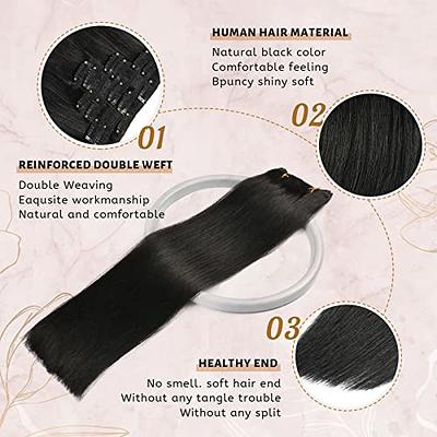 Clip in Hair Extensions Real Human Hair for Women 20inch 7pcs Black Hair Extensions 70g 100% Remy Virgin Human Hair Clip in Extensions Double Weft